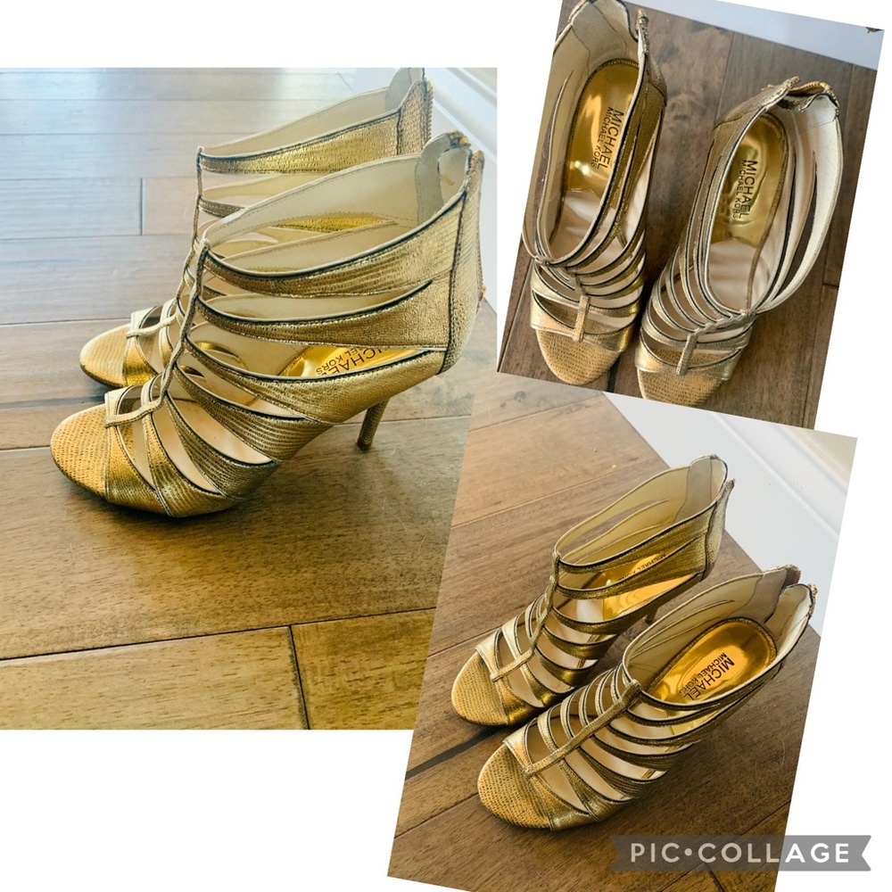 A minimal used MK Heels not so Gold as shown in picture but it’s a beauty